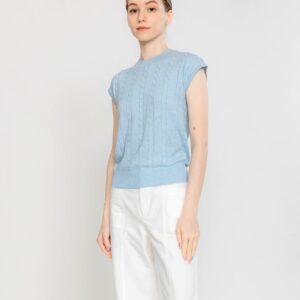 Easy Cable Knit Vest - Sky Blue