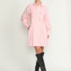 Pully Dress - Pully Short Shirt Dress in Pink Oxford