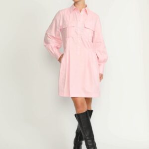 Pully Dress - Pully Short Shirt Dress in Pink Oxford