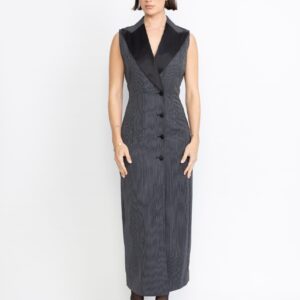 Caldas Limited Edition Dress - Tailored maxi dress in black pinstripe