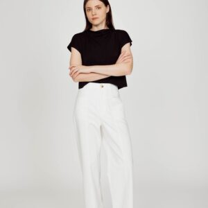 High-waist Denim Wide Pant - Eggshell