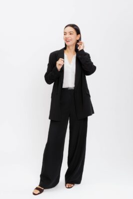 Tailored Tencel Wide Trouser - Black